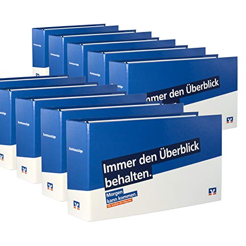 10 x Kontoauszugsordner blau (Morgen kann kommen) mit Volksbank Logo, Ordner für Kontoauszüge, Bankordner, DIN lang von Litfax