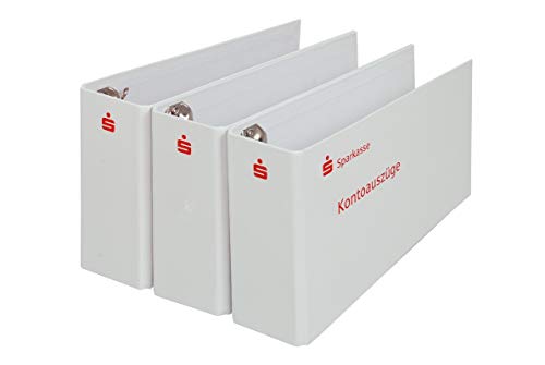 3 x Bankordner Kontoauszugsordner weiß mit Sparkassen Logo, Ordner für Kontoauszüge, DIN lang von Litfax