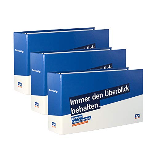 3 x Kontoauszugsordner blau (Morgen kann kommen) mit Volksbank Logo, Ordner für Kontoauszüge, Bankordner, DIN lang von Litfax