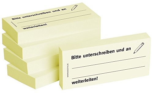 5 x 100er Block Haftnotizen "Bitte unterschreiben und an weiterleiten" von Litfax