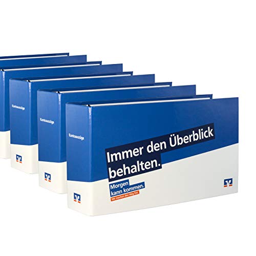 5 x Kontoauszugsordner blau (Morgen kann kommen) mit Volksbank Logo, Ordner für Kontoauszüge, Bankordner, DIN lang von Litfax