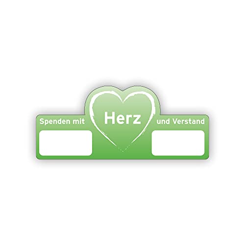 "Herz und Verstand" Spendenscheck PR-Scheck Dekoscheck (1 Stück) - Größe: 90x38,50 cm - Farbe: grün von Litfax