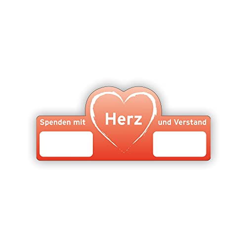 "Herz und Verstand" Spendenscheck PR-Scheck Dekoscheck (1 Stück) - Größe: 90x38,50 cm - Farbe: rot von Litfax