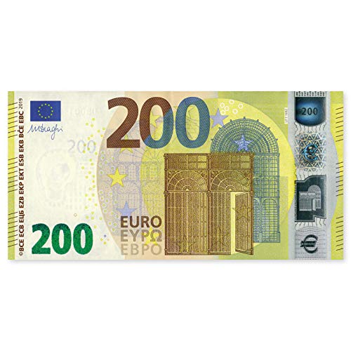 Litfax GmbH 200€ Euroschein/Spielgeld ca. 114x61 mm, je Pack. 25 Stück (10 PG) von Litfax