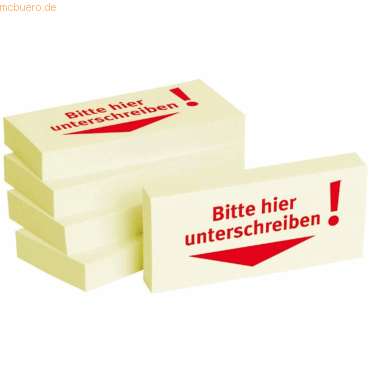 Litfax Haftnotizen 75x35mm gelb 'Bitte hier unterschreiben! (Pfeil nac von Litfax