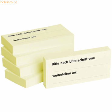 Litfax Haftnotizen 75x35mm gelb 'Bitte nach Unterschrift von .. weiter von Litfax