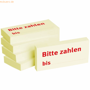 Litfax Haftnotizen 75x35mm gelb 'Bitte zahlen bis' VE = 5 Blöcke von Litfax