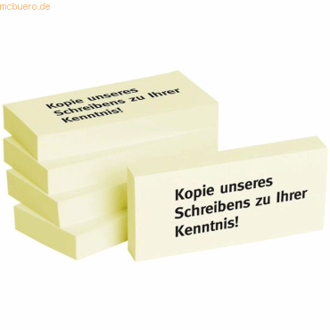 Litfax Haftnotizen 75x35mm gelb 'Kopie unseres Schreibens zu Ihrer Ken von Litfax