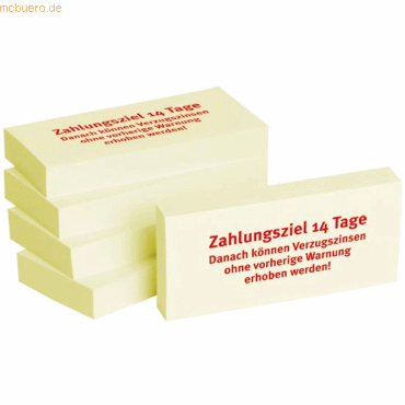 Litfax Haftnotizen 75x35mm gelb 'Zahlungsziel 14 Tage' VE = 5 Blöcke von Litfax