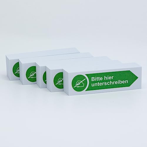 Litfax Haftnotizen Klebezettel "Bitte hier unterschreiben", 5 Stück je 100 Blatt Sticky Notes – Post It Haftstreifen in Grün mit Pfeilrichtung nach rechts von Litfax