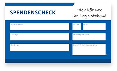 Personalisierbarer -"Lulu"- Spendenscheck PR-Scheck, bedruckt mit Ihrem Wunschtext und Logo, (1 Stück) - Größe: 60 x 34 cm von Litfax