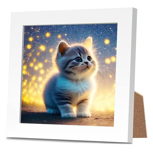 Lithyc Diamant-Malerei-Fotorahmen,Diamond Painting Katze,Diamond Painting Kinder Katze,5d-Diamant Malerei Bild mit Diamant-Malerei-ZubehöR Kunsthandwerk,Diamant Painting Bilder Heim-Wanddekoration von Lithyc