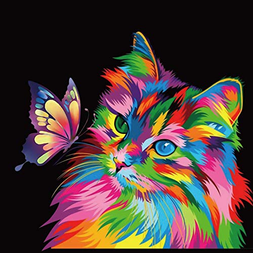 Litinliv Malen nach Zahlen für Kinder, Malen nach Zahlen Erwachsene, Süße Katze Malset mit Pinsel und Acrylfarben, Geschenk für Mädchen und Jungen, 40 X 50 CM von Litinliv