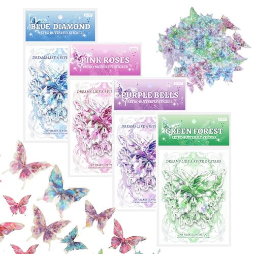 Litinliv Schimmernde Schmetterlingsaufkleber Set, 80 Stück Glitzernde Schmetterling Sticker, Wasserfester Aufkleber, Perfekt für Sammelalben, Flaschendekoration, Tagebuch, Handyhüllen Litinliv Schimmernde Schmetterlingsaufkleber Set, 80 Stück Glitzernde Schmetterling Sticker, Wasserfester Aufkleber, Perfekt für Sammelalben, Flaschendekoration, Tagebuch, Handyhüllen von Litinliv