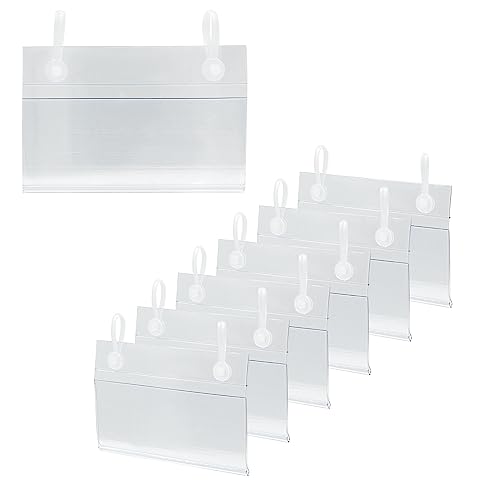 Litoexpe 20 Stück transparente Kunststoff-Etikettenhalter zum Aufstecken, Korb-Etiketten-Clips mit einfachem Knopfverschluss, Drahtregal, Preisetiketten, Warenschilder, Displayhalter (8 cm) von Litoexpe