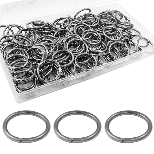 Litoexpe Offene Binderinge, 20 mm, 150 Stück mit einer Box, 2 mm dicke Ringe für Halsketten, Armbänder, Schmuckherstellung (Gun Black) von Litoexpe