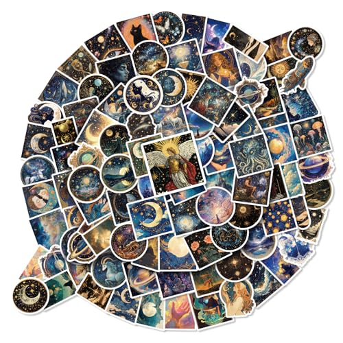 100 Stück schwarzer Stern Fantasy Universum PP Material wasserdichte Aufkleber Für Laptop, Handy, Wasserflasche, Skateboard; für Teens, Kinder Erwachsen von Litonen