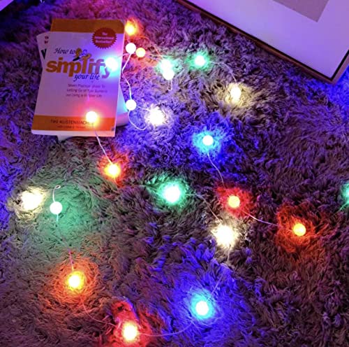 Litonen Batterie-betrtiebene LED LIchterketten für Innen bunt 4,9M mit 50 Kugeln Lichterketten für Weihnachten Party Hochzeit Fest Dekoration Essentisch Wohnimmer Kinderzimmer DIY von Litonen