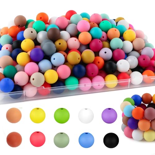 100 Stück 12mm Silikon Perlen Bulk für Runde, Armband Making, Halskette Making, Matte Mix Farben Schlüsselanhänger Schmuck DIY Crafts von Litoott