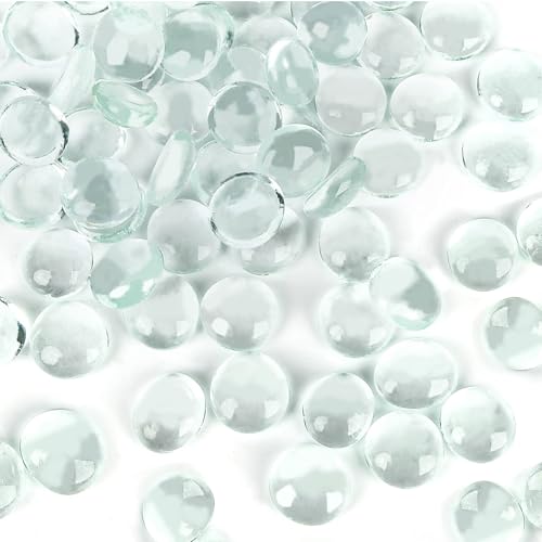 12 OZ Flache Glaskiesel für Vasen, Glasperlen, Vasenfüllerperlen, kleine Flache Glasmurmeln, Aquariumkieselperlen, Tankglasfelsen, klare Glasedelsteine ​​für dekoratives Kunsthandwerk zu Hause von Litoott