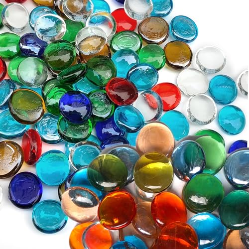 12 Unzen flache Glaskiesel für Vasen, Glasperlen, kleine flache Glasmurmeln, Kieselsteinperlen für Aquarien, Perlen zum Füllen von Vasen, Glassteine für Aquarien, farbige Glasedelsteine für dekora 12 Unzen flache Glaskiesel für Vasen, Glasperlen, kleine flache Glasmurmeln, Kieselsteinperlen für Aquarien, Perlen zum Füllen von Vasen, Glassteine für Aquarien, farbige Glasedelsteine für dekora von Litoott