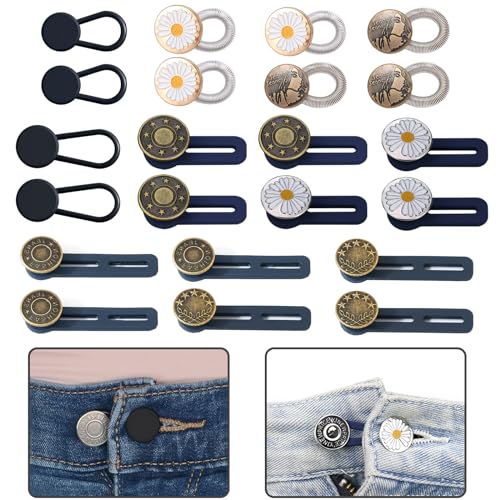 22 Stück Knopfverlängerungen für Jeans – 8 Stile, kein Nähen, Hosenbundknopfverlängerung 1–2 Zoll, verstellbarer Bundverlängerungsknopf für Damen- und Herrenhosen, Jeans, Kleider, Röcke, Verlängerung 22 Stück Knopfverlängerungen für Jeans – 8 Stile, kein Nähen, Hosenbundknopfverlängerung 1–2 Zoll, verstellbarer Bundverlängerungsknopf für Damen- und Herrenhosen, Jeans, Kleider, Röcke, Verlängerung von Litoott