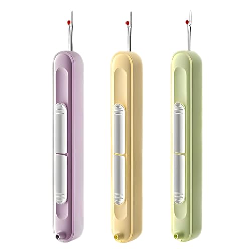 3er-Pack verbessertes 2-in-1-Werkzeug zum automatischen Nadeleinfädeln und Nahttrennen, dehnbares, steckbares, multifunktionales Nähwerkzeug für Handnähsets, Stricken, Kreuzstich, Nadelspitze, Fadenen von Litoott