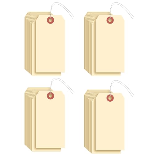 50 Stück Blanko-Versandschilder mit Draht, Manila Hang Tags mit Löchern, 4 3/4„ x 2 3/8“ Etiketten Beschriftungsschilder für draußen Auto Teile Gepäck Garage Inventar (gelb) von Litoott