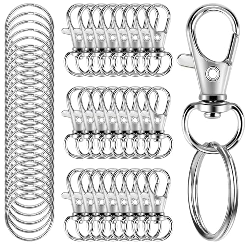 50 Stück in 25 Sets, drehbare Karabinerhaken aus Metall, Set zur Herstellung von Schlüsselanhängern, drehbare Karabinerverschlüsse aus Metall mit Schlüsselringen, drehbarer Verschlussclip für Schlüsse von Litoott