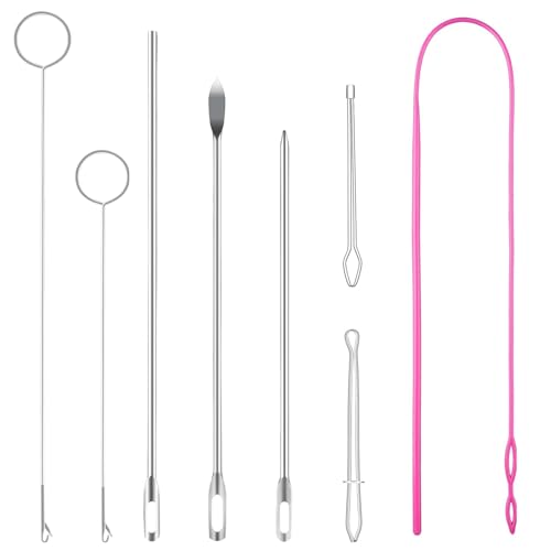8 Stück Kordel Einfädelwerkzeug Set,Edelstahl Nähen lange Schleife Wender Werkzeug,Nähen Schleife Kit enthalten Nähen Schleife Wender mit Latch,Einfache Seil Einfädler Clips für Jacken Mäntel Hosen Ho 8 Stück Kordel Einfädelwerkzeug Set,Edelstahl Nähen lange Schleife Wender Werkzeug,Nähen Schleife Kit enthalten Nähen Schleife Wender mit Latch,Einfache Seil Einfädler Clips für Jacken Mäntel Hosen Ho von Litoott