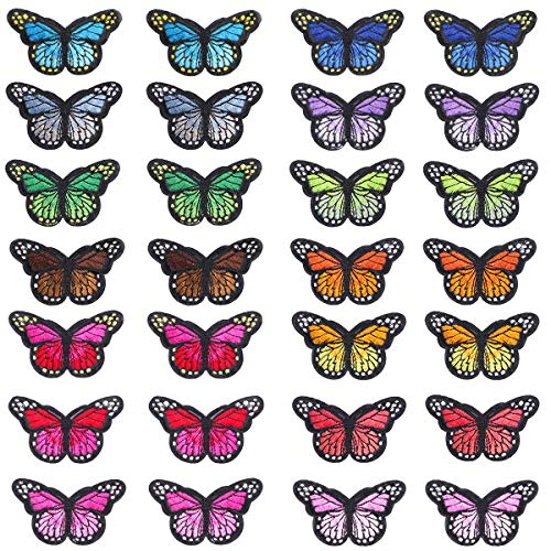 28 PCS Schmetterling Patches Zum aufbügeln, Applikationen zum Aufnähen, Aufnäher Patches Jean-Patche DIY-Zubehör für Jeans, Jacken, Kinderbekleidung, Tasche, Mützen von Litthing