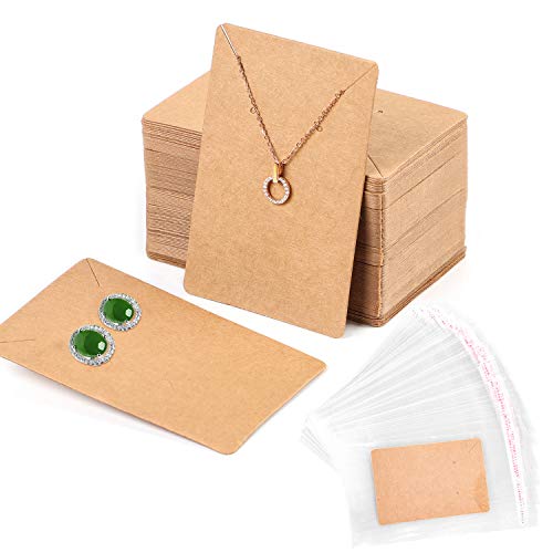 Litthing 100 Stück Ohrring Display Karten mit 200 selbstklebenden Beuteln, Schmuck Displaykarten von Kraftpapier, Halskette Anzeigekarten Ohrringkarten für Schmuck-Display Litthing 100 Stück Ohrring Display Karten mit 200 selbstklebenden Beuteln, Schmuck Displaykarten von Kraftpapier, Halskette Anzeigekarten Ohrringkarten für Schmuck-Display von Litthing