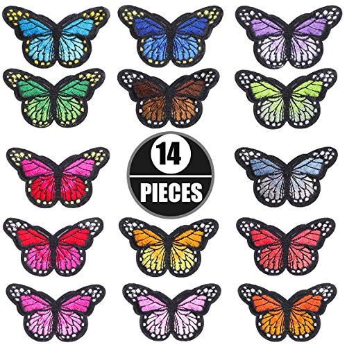Litthing 14 PCS Schmetterling Patches Zum aufbügeln, Applikationen zum Aufnähen, Aufnäher Patches Jean-Patche DIY-Zubehör für Jeans, Jacken, Kinderbekleidung, Tasche, Mützen von Litthing
