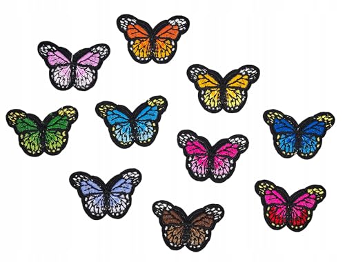 Bestickte Aufnäher zum Aufbügeln – Set aus dekorativen Applikationen für Kleidung, Jacken, Taschen – DIY Patches für jungs, für mädchen, Bügelbild Flicken (10 Stück Schmetterlinge) von Little Angel