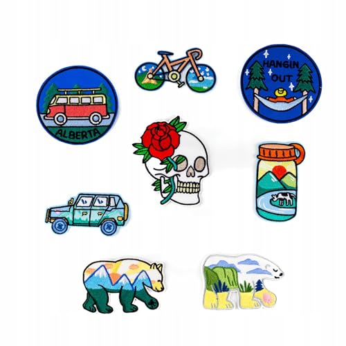 Bestickte Aufnäher zum Aufbügeln – Set aus dekorativen Applikationen für Kleidung, Jacken, Taschen – DIY Patches für jungs, für mädchen, Bügelbild Flicken (8 Stück Reisen2) von Little Angel