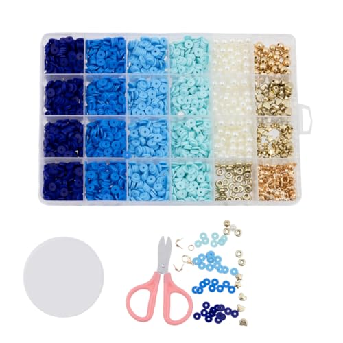 DIY Schmuck Bastelset für Kinder Mädchen Katsuki Perlen 3700 Stück, Perlen Set mit Zubehör, Herzen, Sternen, elastischer Schnur, Aufbewahrungsbox, Armband selber machen (Blau) von Little Angel