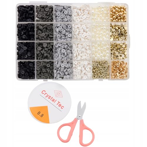 DIY Schmuck Bastelset für Kinder Mädchen Katsuki Perlen 3700 Stück, Perlen Set mit Zubehör, Herzen, Sternen, elastischer Schnur, Aufbewahrungsbox, Armband selber machen (Schwarz) von Little Angel