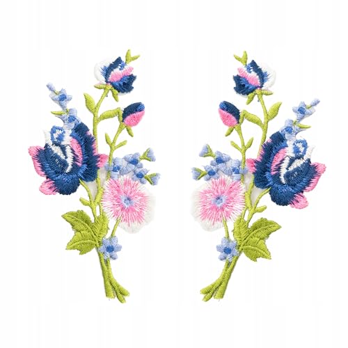 Große Rosen Aufnäher – Blumen Stickerei Patch zum Aufbügeln oder Aufnähen – Dekorativer Applikation Patch für Jacken, Jeans, Taschen & Kleidung (2 Stück Bunte Rosen) von Little Angel