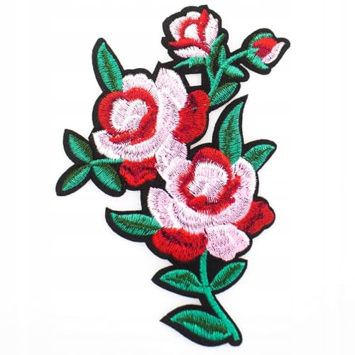 Große Rosen Aufnäher – Blumen Stickerei Patch zum Aufbügeln oder Aufnähen – Dekorativer Applikation Patch für Jacken, Jeans, Taschen & Kleidung (Rose Aufbügler) von Little Angel