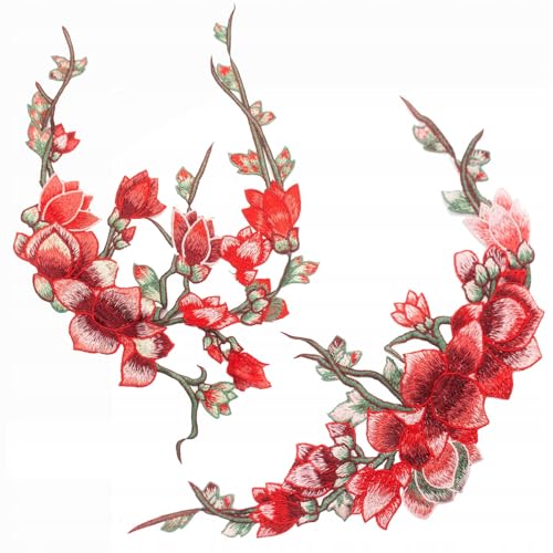 Große Rosen Aufnäher – Blumen Stickerei Patch zum Aufbügeln oder Aufnähen – Dekorativer Applikation Patch für Jacken, Jeans, Taschen & Kleidung (Set Große Rosen) von Little Angel