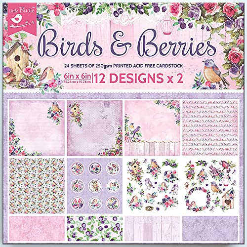 Little Birdie Kartonpackung, 15,2 x 15,2 cm, 12 Stück, Vögel und Beeren von Little Birdie
