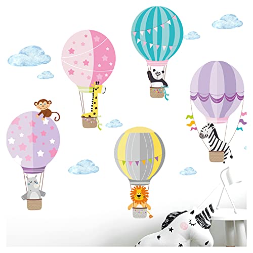 Little Deco Aufkleber Zoo Tiere im Heißluftballon I M - 130 x 75 cm (BxH) I Wandbilder Wandtattoo Kinderzimmer Herzen Tiere Deko Mädchen Mädchenzimmer Sticker DL203 von Little Deco