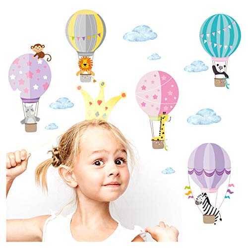 Little Deco Heißluftballons mit Tieren Rosa Grün Lila DL214-2 von Little Deco