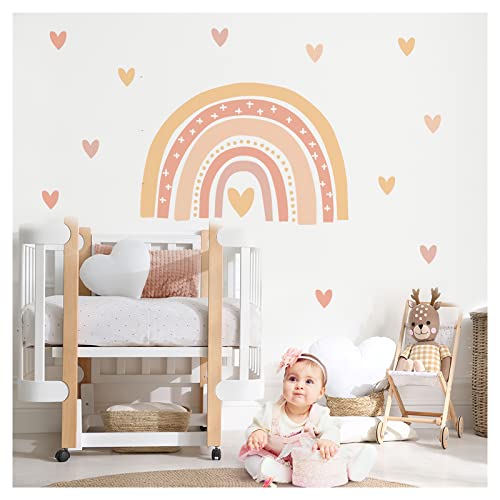 Little Deco Wandaufkleber Regenbogen mit Herzchen Kinderzimmer Wandsticker Herzen Babyzimmer Mädchen Wandtattoo Pastell Deko DL937-4 von Little Deco