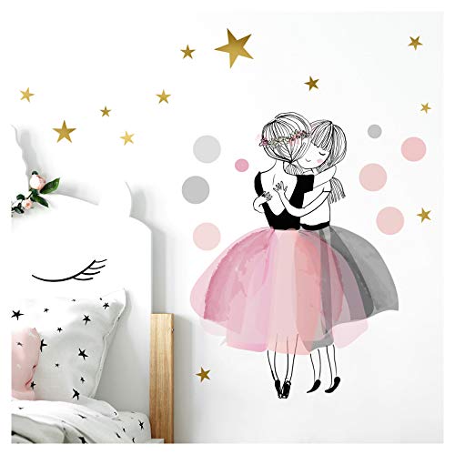 Little Deco Wandaufkleber Zwei Mädchen I M - 75 x 48 cm (BxH) I Wandtattoo Kinderzimmer Mädchen Babyzimmer Deko Aufkleber Sticker Wandsticker DL193 von Little Deco