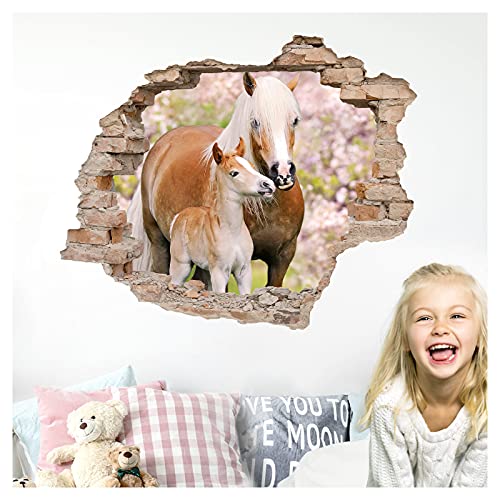 Little Deco Wandtattoo 3D Loch Effekt mit Pferden DL631 67 x 56 cm (BxH) von Little Deco