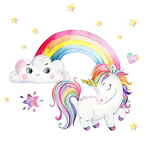 Little Deco Wandtattoo Einhorn mit Regenbogen DL531 M - 83 x 51 cm (BxH) von Little Deco