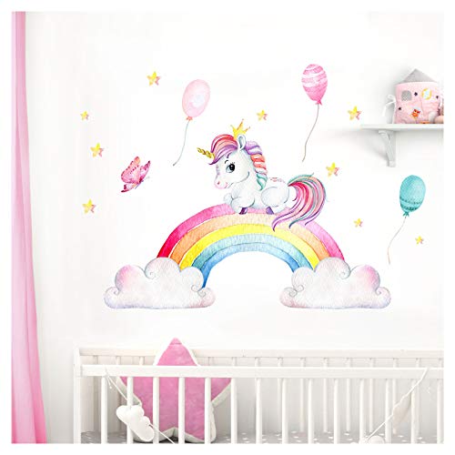Little Deco Wandtattoo Einhorn mit Regenbogen DL535 M - 98 x 57 cm (BxH) von Little Deco