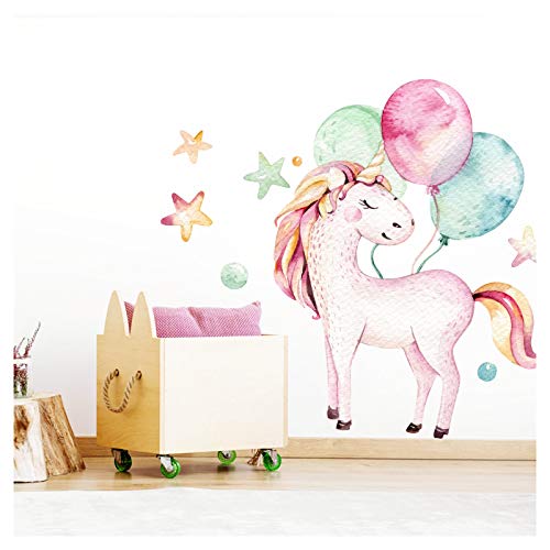 Little Deco Wandtattoo Einhorn & Luftballons I (BxH) 30 x 40 cm I Kinderzimmer Mädchen Babyzimmer Aufkleber Sticker Wandaufkleber Wandsticker Stickers DL141 von Little Deco