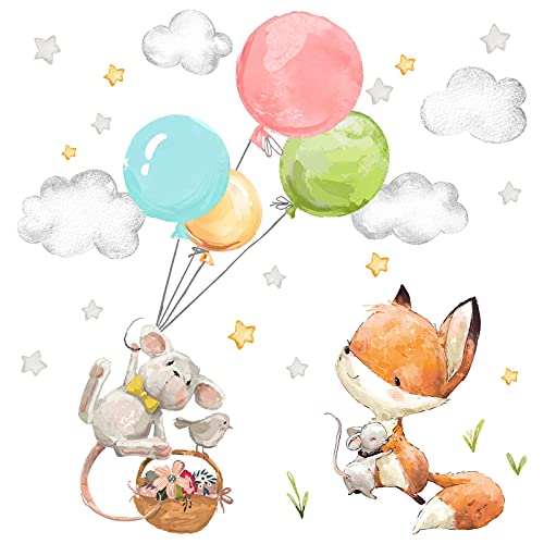 Little Deco Wandtattoo Fuchs und Maus mit Luftballons DL600 S - 49 x 35 cm (BxH) von Little Deco